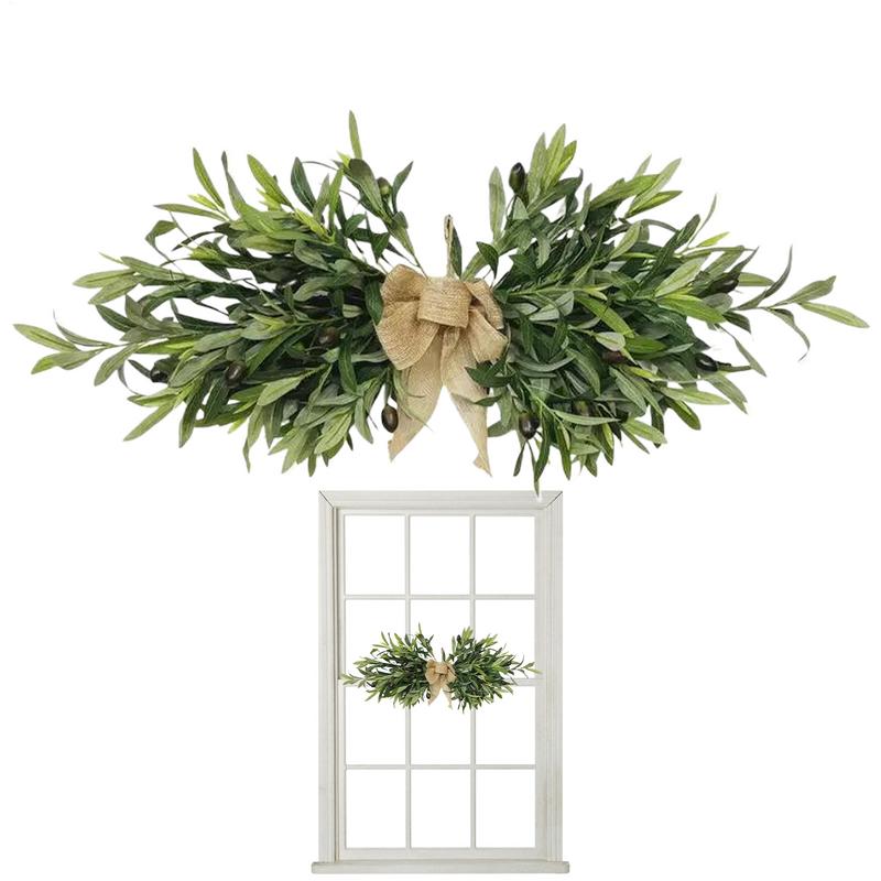 Artificial Olive Wreaths For Front Door Fake Olive Leaf Garland Greenery Wreath Decor For Wedding Arch Parties Fireplace Wall