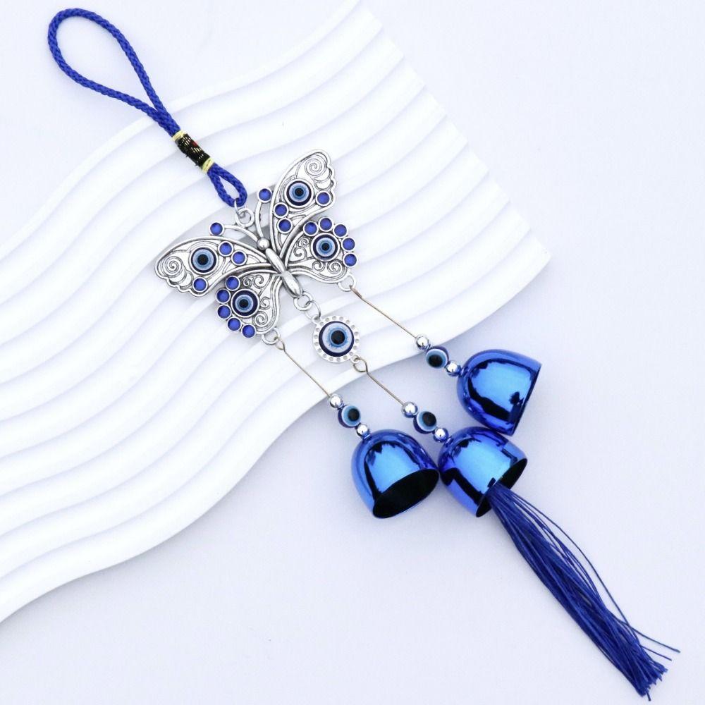 Handmade Metal Hanging Wind Chime Glass Wind Music Bell Blue Eyes Wind Chime  Garden Decoration