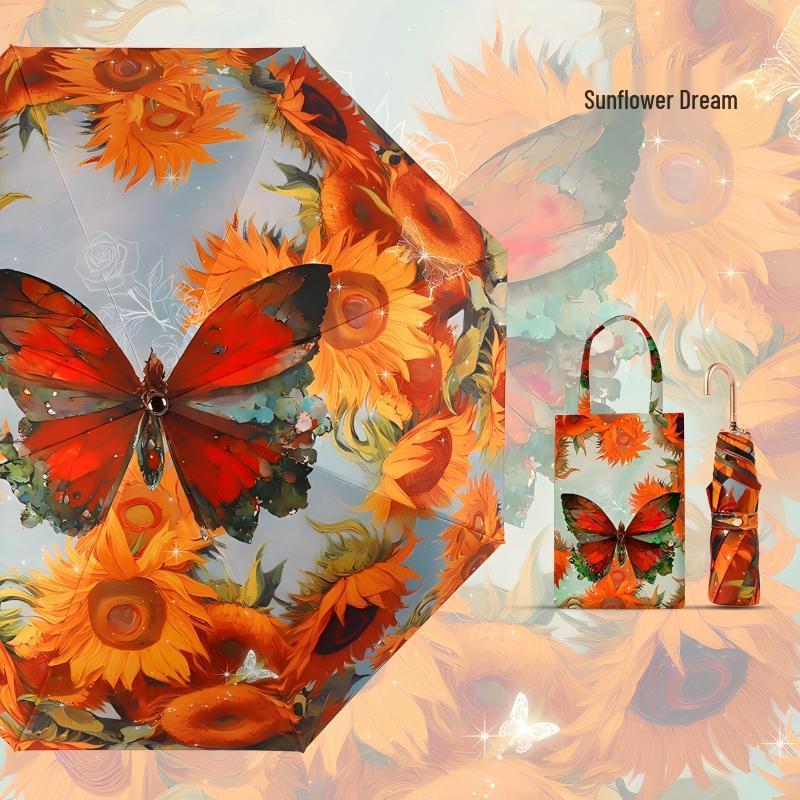 

Жіноча складана парасолька з 32 спицями подвійного призначення - Захист від сонця та дощу, Анти-УФ, Збільшена, Посилена, Потовщений сонцезахисний купол