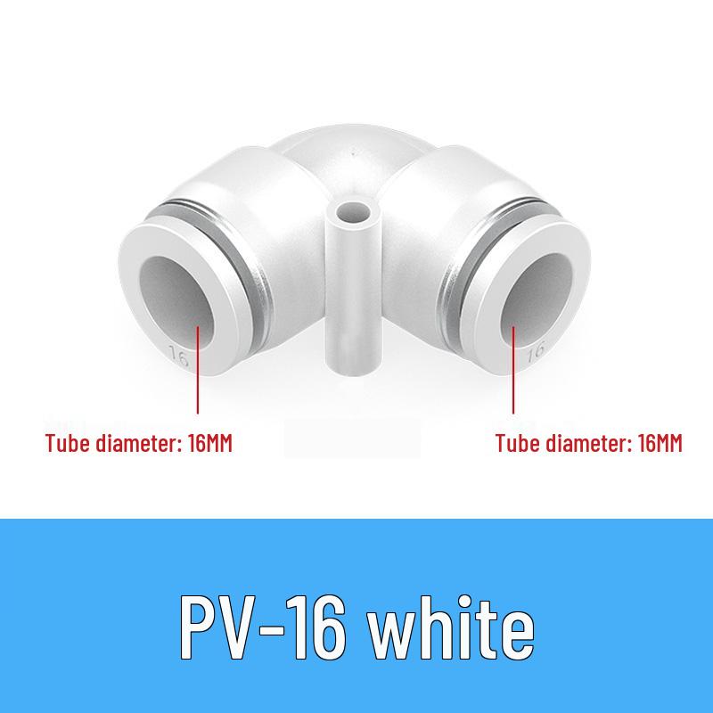 Pneumatic Quick Connect Tee, White Plastic, Straight Push-in, Sizes: 4-16mm