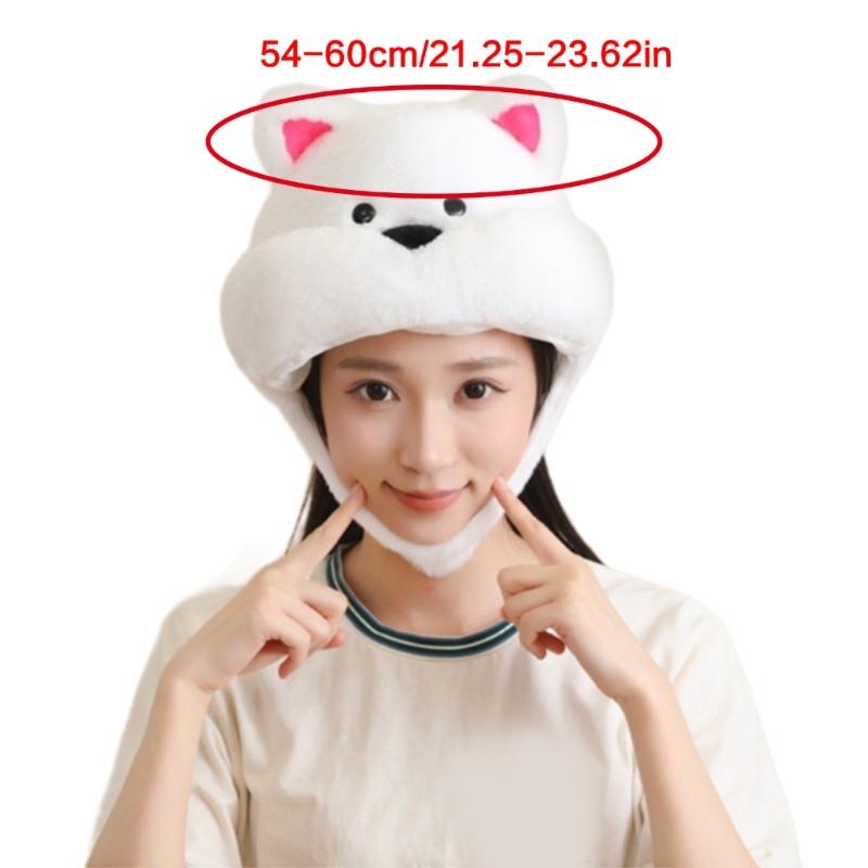 White Terrier Dog Hat Soft Fleece Winter Hat For Cold Weather Easy To Wear Photo Props