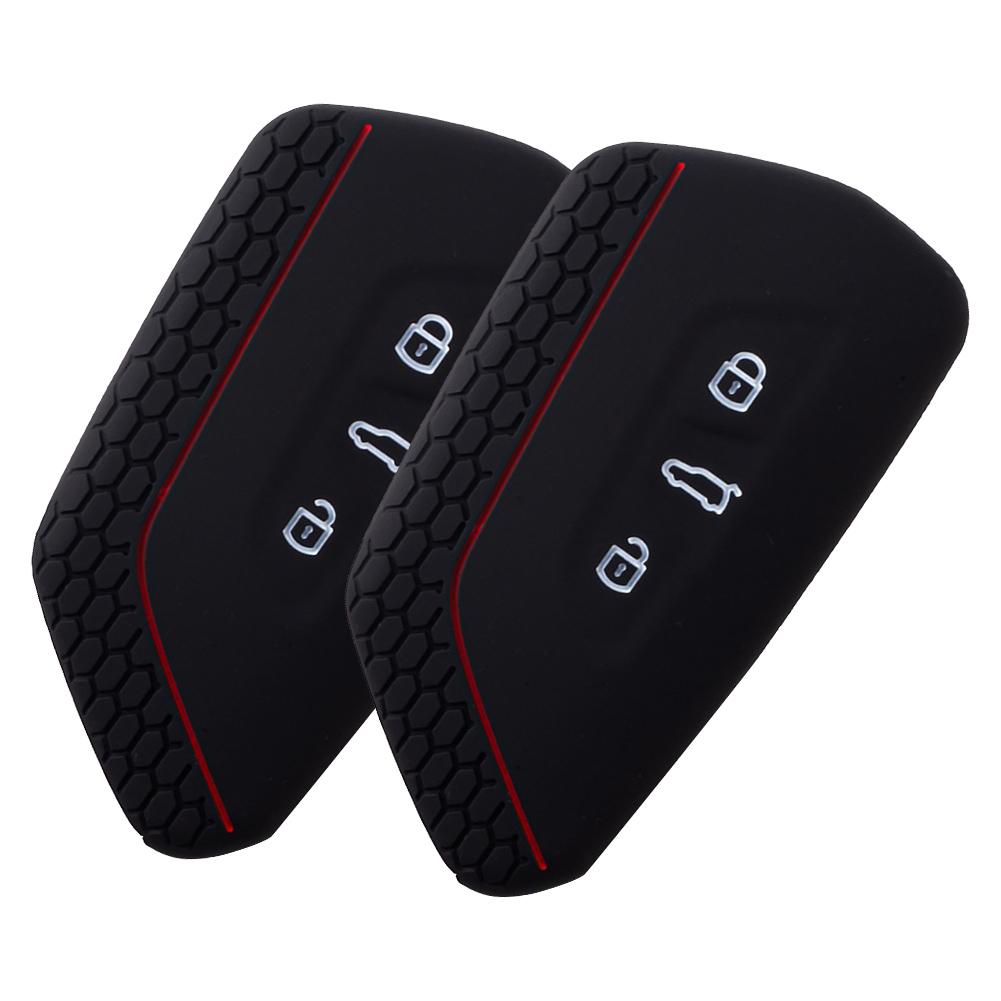 Black Soft Silicone Key Cover Set for Golf 8 For Skoda Enyaq IV 2 Pieces