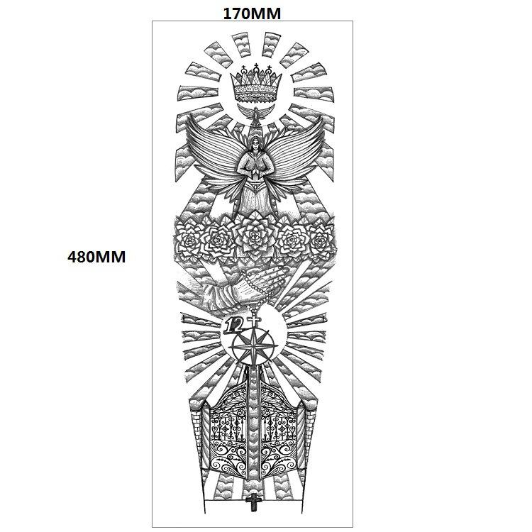 Lion Tiger Head Large Pattern Waterproof Full Arm Tattoo Sticker Flower Arm Large Pattern Water Transfer Wind Sticker