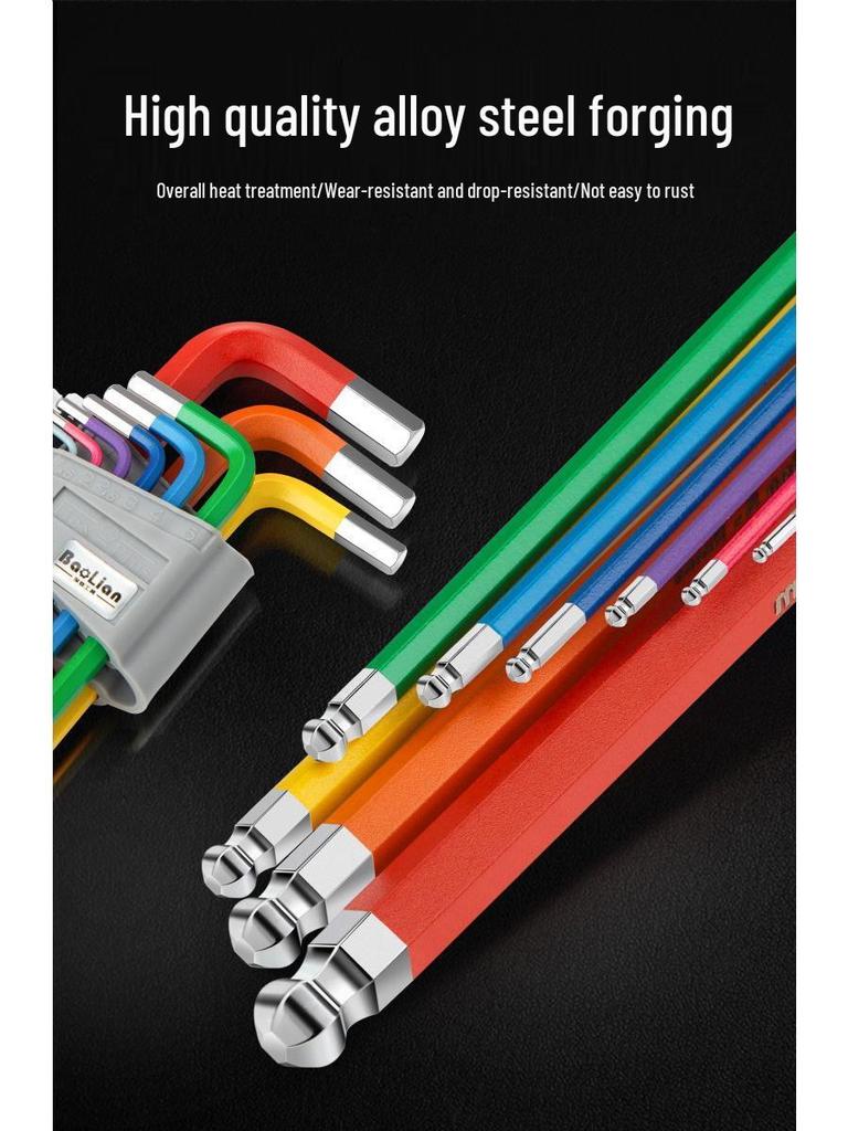 Colored Hex Key Set with Multifunctional 6-Point Screwdriver
