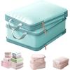 Ultra Space Saving Self Compression Organizer,2-Layer Comforter Storage Bag,Large Capacity Compression Storage Bags with Zipper