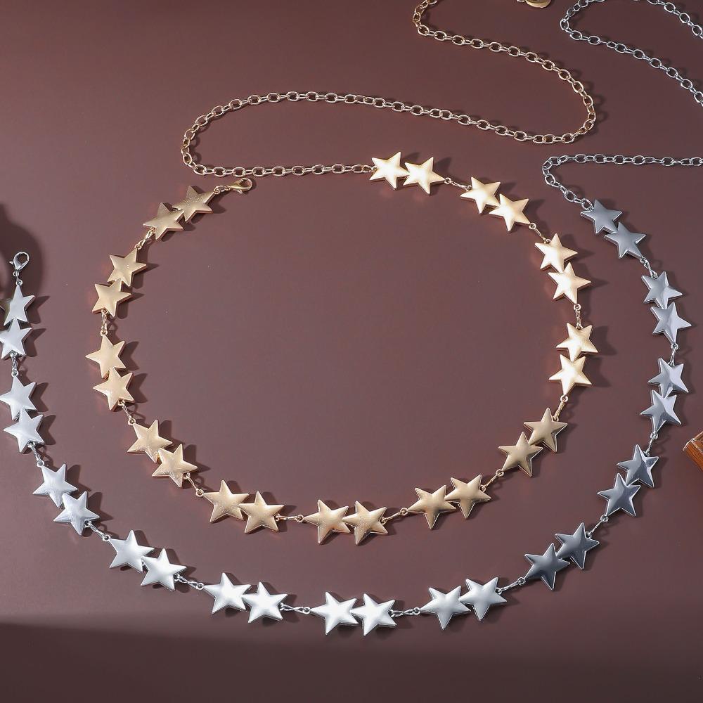 Adjustable Tassel Waist Chain Versatile Metal Star Waist Chain  Women Decorative Body Jewelry