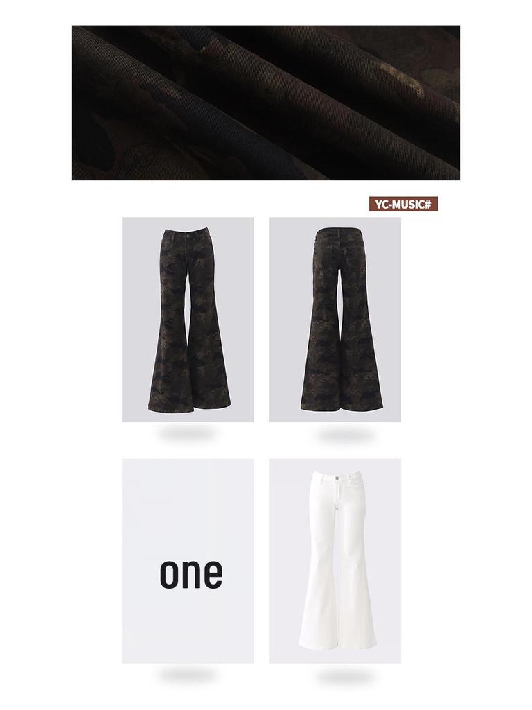 Women's Camouflage Slimming Micro-Flare Jeans - Autumn 2025 Collection