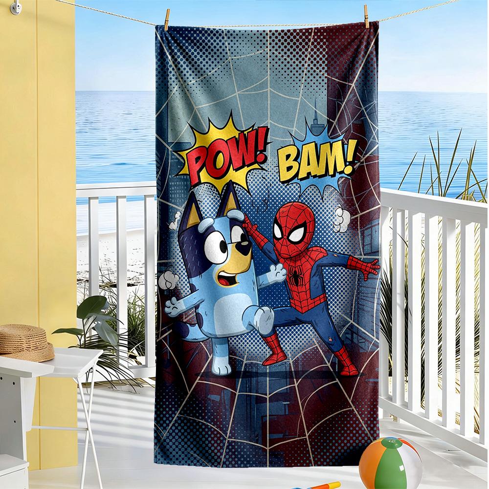 Bluey Beach Towel Super Soft & Absorbent Comfortable Lightweight Suitable for Sports, Travel, Swimming, Yoga, Bathroom, Beach, And Pool