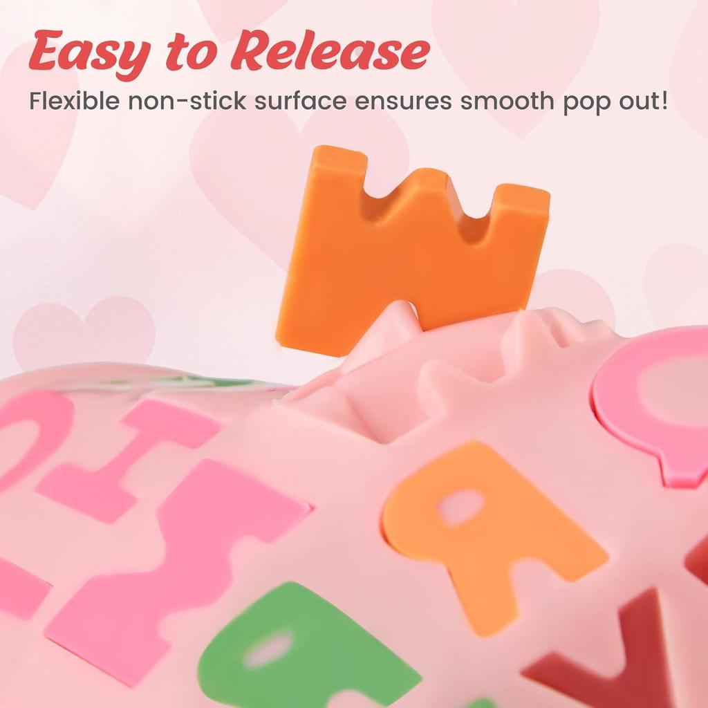 JOERSH 2PCS Silicone Letter Molds, Non-Stick Number Alphabet Fondant Chocolate Molds for Birthday Cake Decorating, Cupcake Topper, Candy