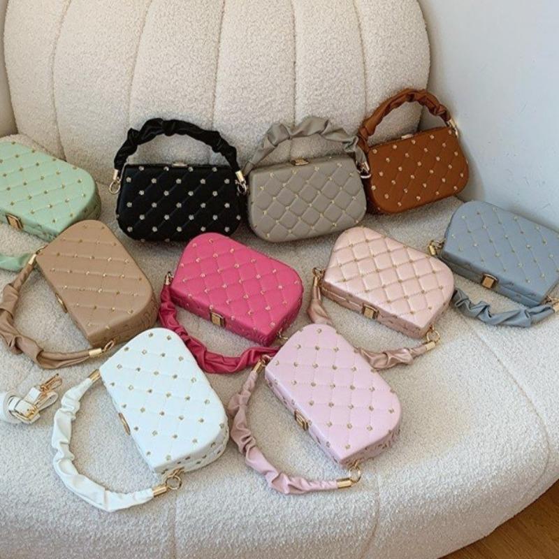 Beading Pu Shoulder Bags Women Chain on Sale  High Quality Hasp Small Square Bags Solid Fashion Crossbody Bags