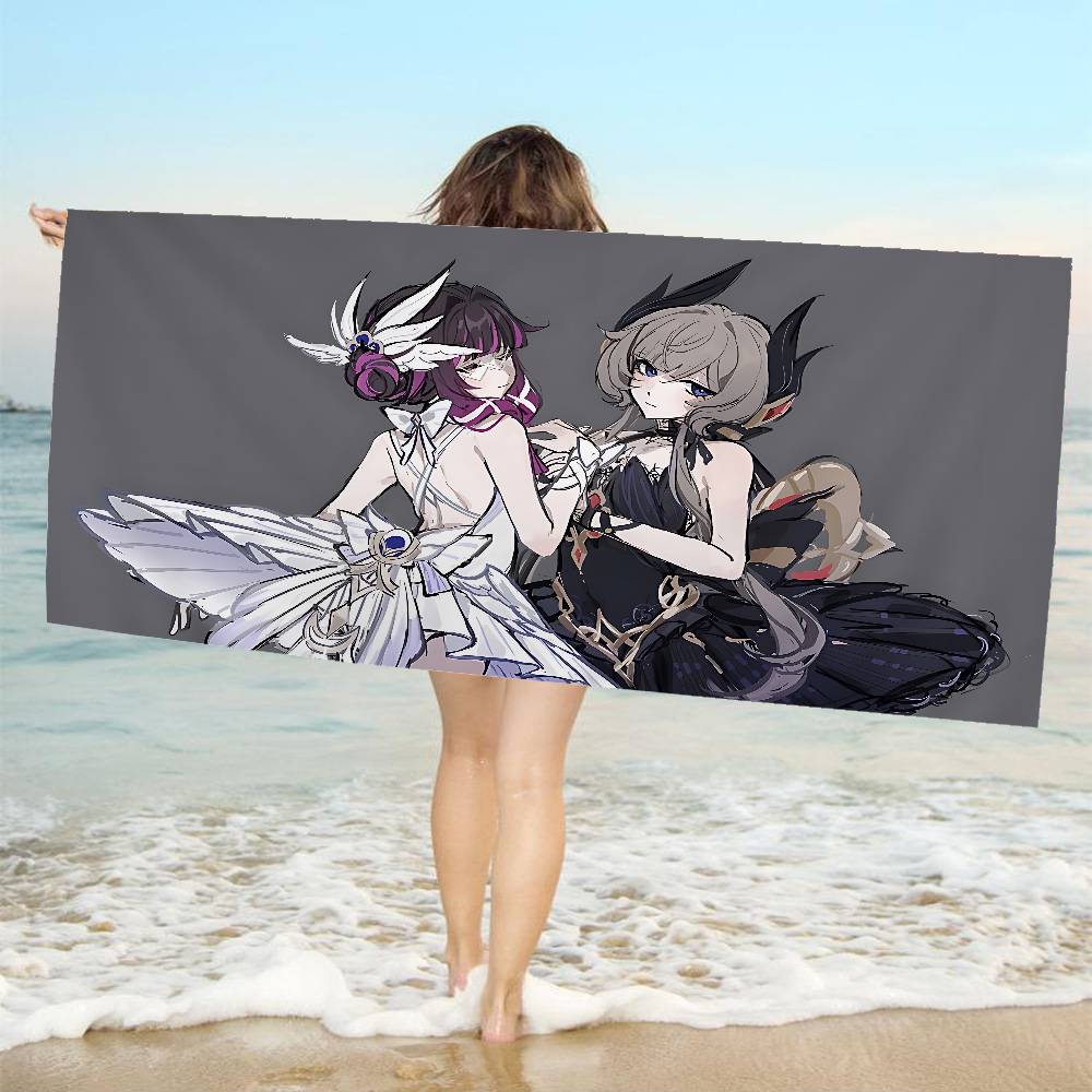 Genshin Impact Game Microfiber Printed Beach Towel Mountain Climbing Yoga Beach Swimming Running Absorbent Soft Towel