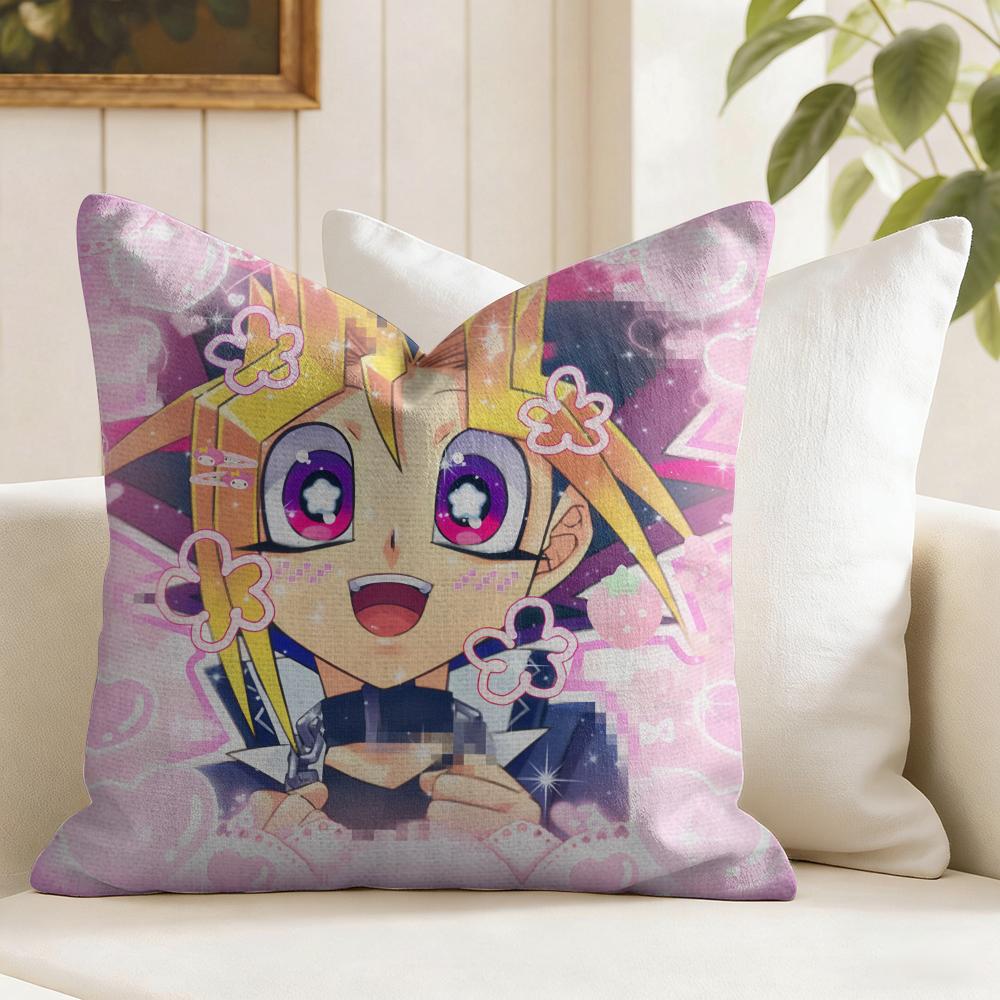 Anime YyUGiOh Cushion Cover Natural Linen Double Sided Print Throw Pillow Case for Sofa Couch Home Decor