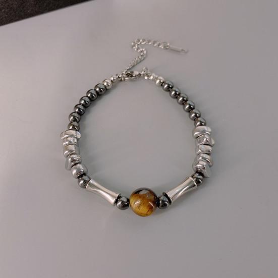 Unisex Bracelet Promotion Imply Joint Smooth Adjustable Extended Length Bamboo Bead Stainless Steel Lightweight