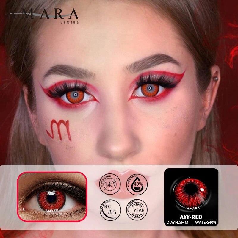 AMARA 2 Stück Cosplay Anime Augen Linsen für Augen AYY Serie Make-up Sharingan Beauty Kontaktlinsen Augenkosmetik Farblinse Augen