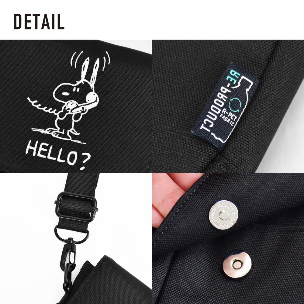 Snoopy Travel Passport Shoulder Bag, Black, SPZ-4088