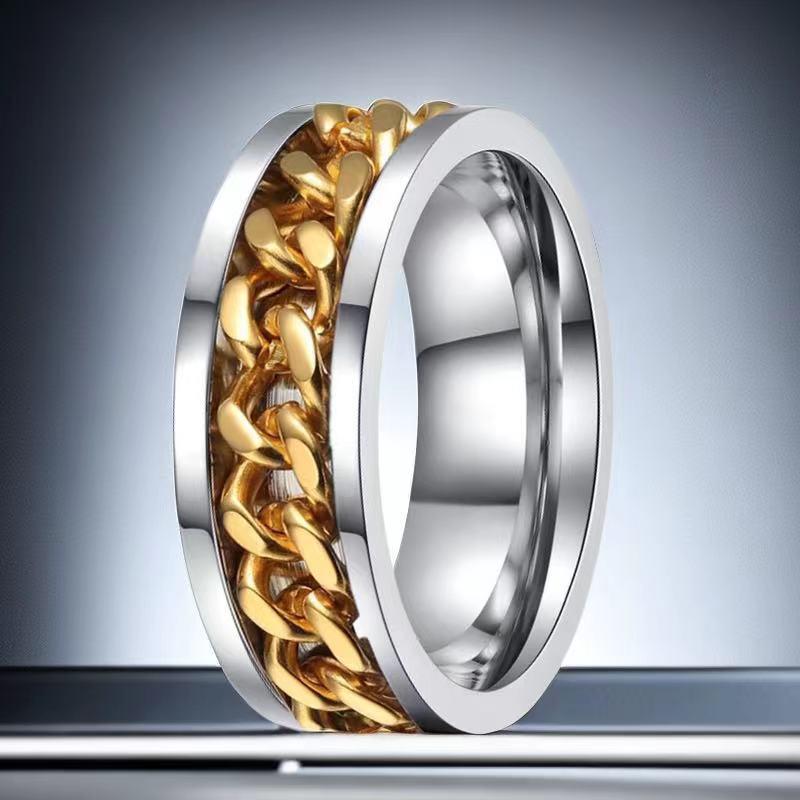 Men's Stainless Steel Rotating Ring: Hip Hop Chain Style, Fade-Resistant, Opens Bottles
