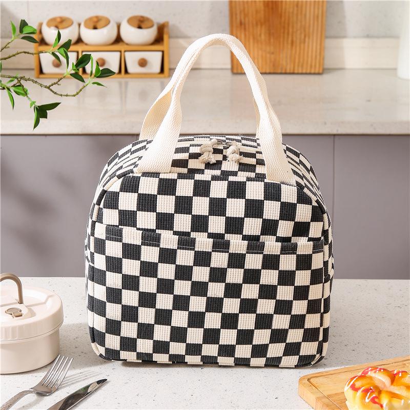 Corduroy Insulated Lunch Bag - Printed Handheld Bento Storage Box