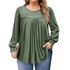 Dames Grote Maten Tops Lange Mouwen Shirts Ronde Hals Wijdvallende Tuniek Casual Losse Blouse L-5