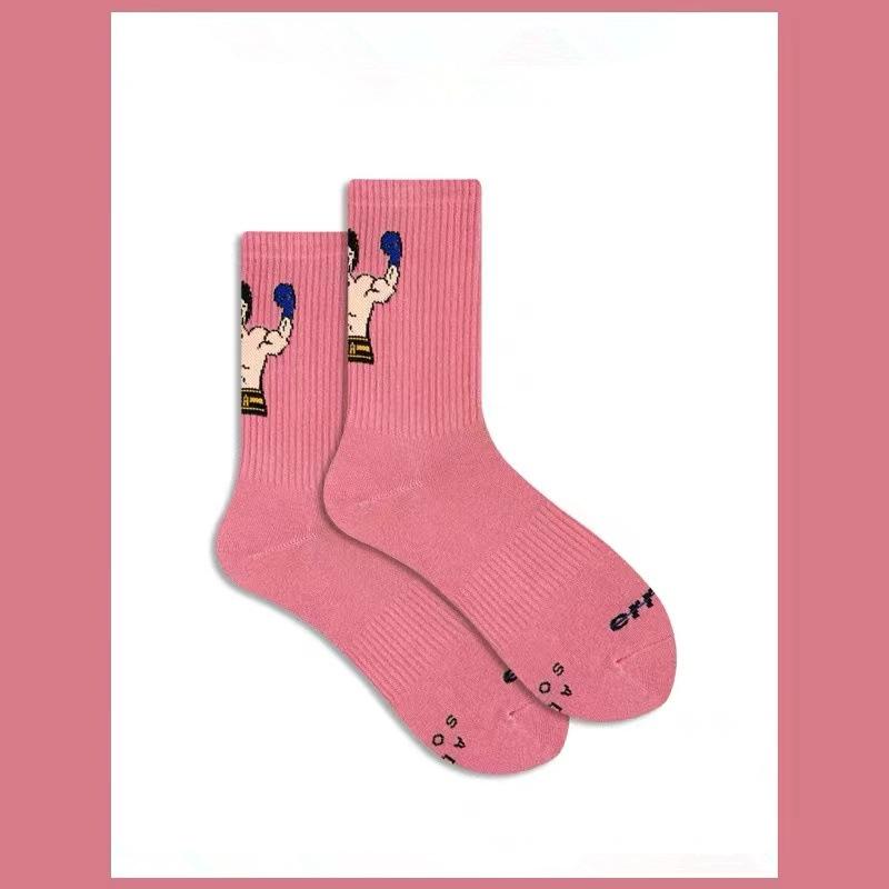 

Design Trendy Brand Pink Hercules Snow Mountain Swordsman Pure Cotton Socks Jacquard Sports Medium Tube Thin Socks One size fits all
