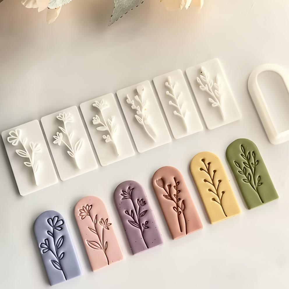 7pcs Spring Flower Leaf Mold Set | Plastic Molds for Easy Release Craft Pendant Tools, Clay Jewelry Making Supplies