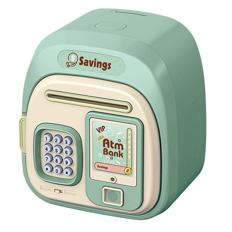 Kids' Cartoon Bear & Rabbit Piggy Bank with Password & Automatic Money Roller