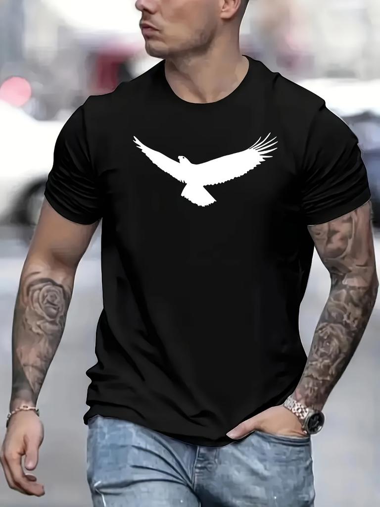 3D Printed Men's T-shirt Summer Loose Size Eagle Printed Round Neck Short Sleeve T-shirt Breathable Casual Fashion T-Shirt Top