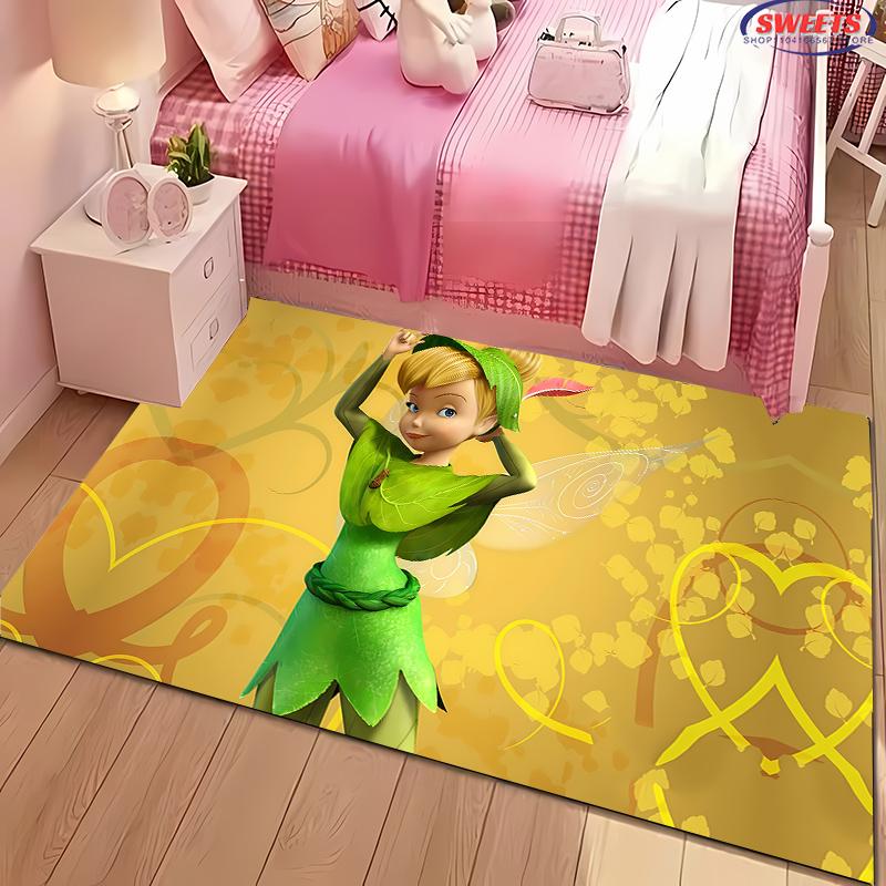 1PC Cute Princess Tinker Bell Cartoon Carpet for Bed Bedroom Sofa Picnic, Children's Room Large Decorative Mat All Seasons Rug