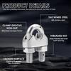40/13PCS M3/M5/M6 Stainless Steel Cable Clamp U-Bolt Bow Shape Wire Rope Clamp with Cable Thimble for Wire Rope Clothesline