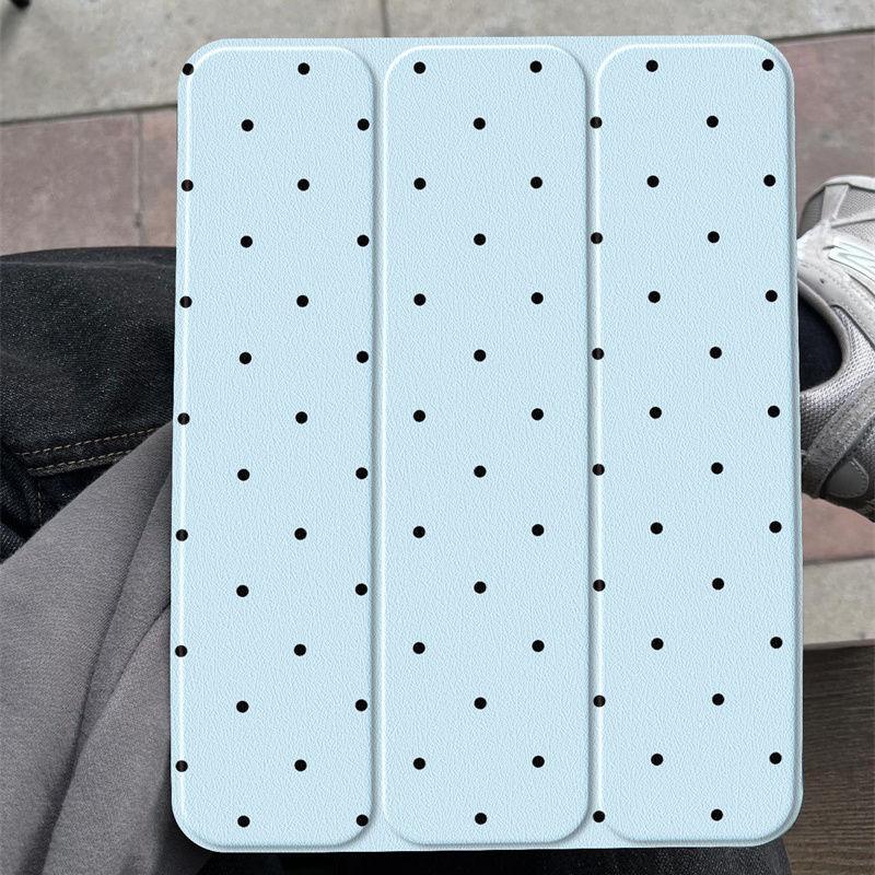 Pink Polka Dots Rotating Stand Tablet Cover for 2024 IPad Pro 13 11 Inch M4 Air 11-inch 13-inch M2 IPad 10th Gen 10.9 Air 4/5