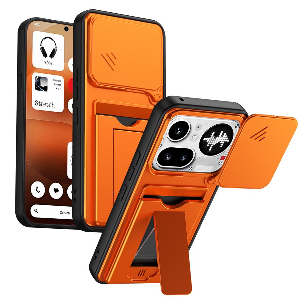 KEYSION Card Slot Holder Bag Phone Case for Nothing Phone 4A Pro Slide Camera Protection Upright Kickstand Shockproof Cover