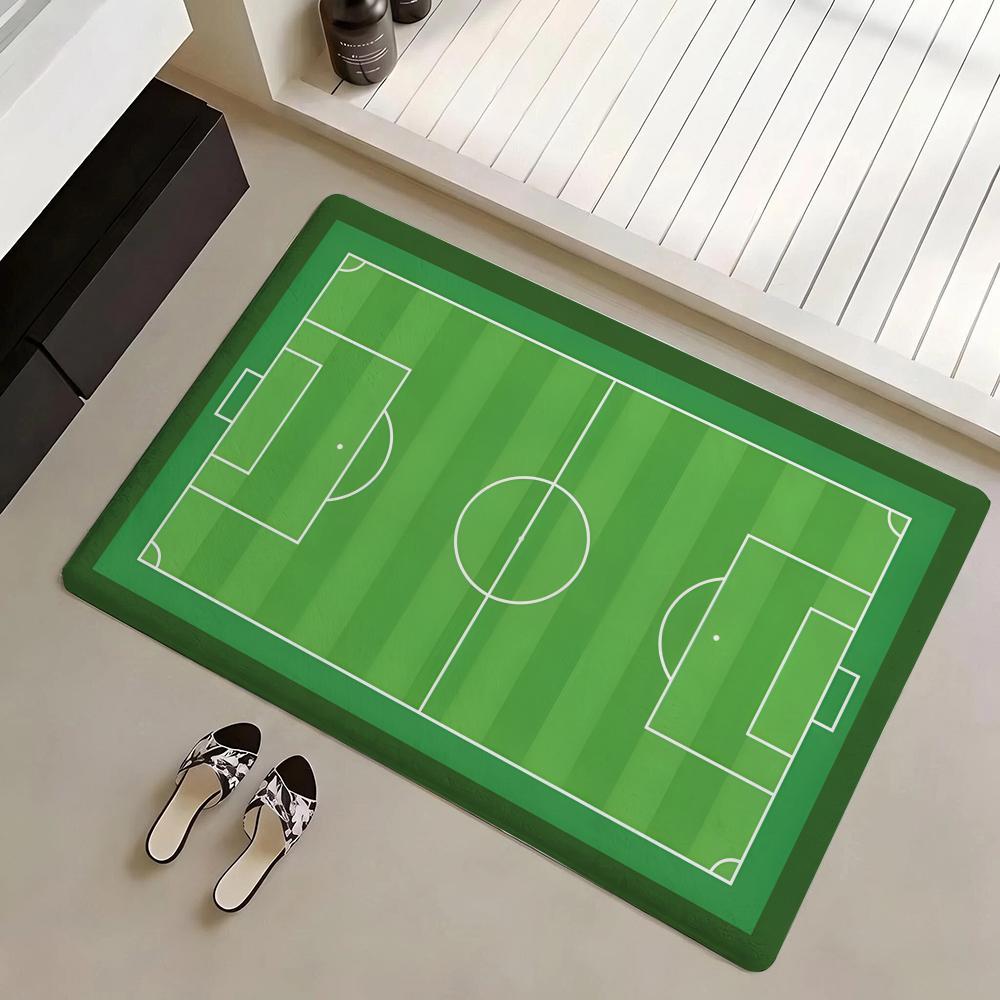 Basketball Court Pattern Floor Mat Eco Flannel Doormat Non-Slip Odorless Indoor Soft Short Plush Floor Rug