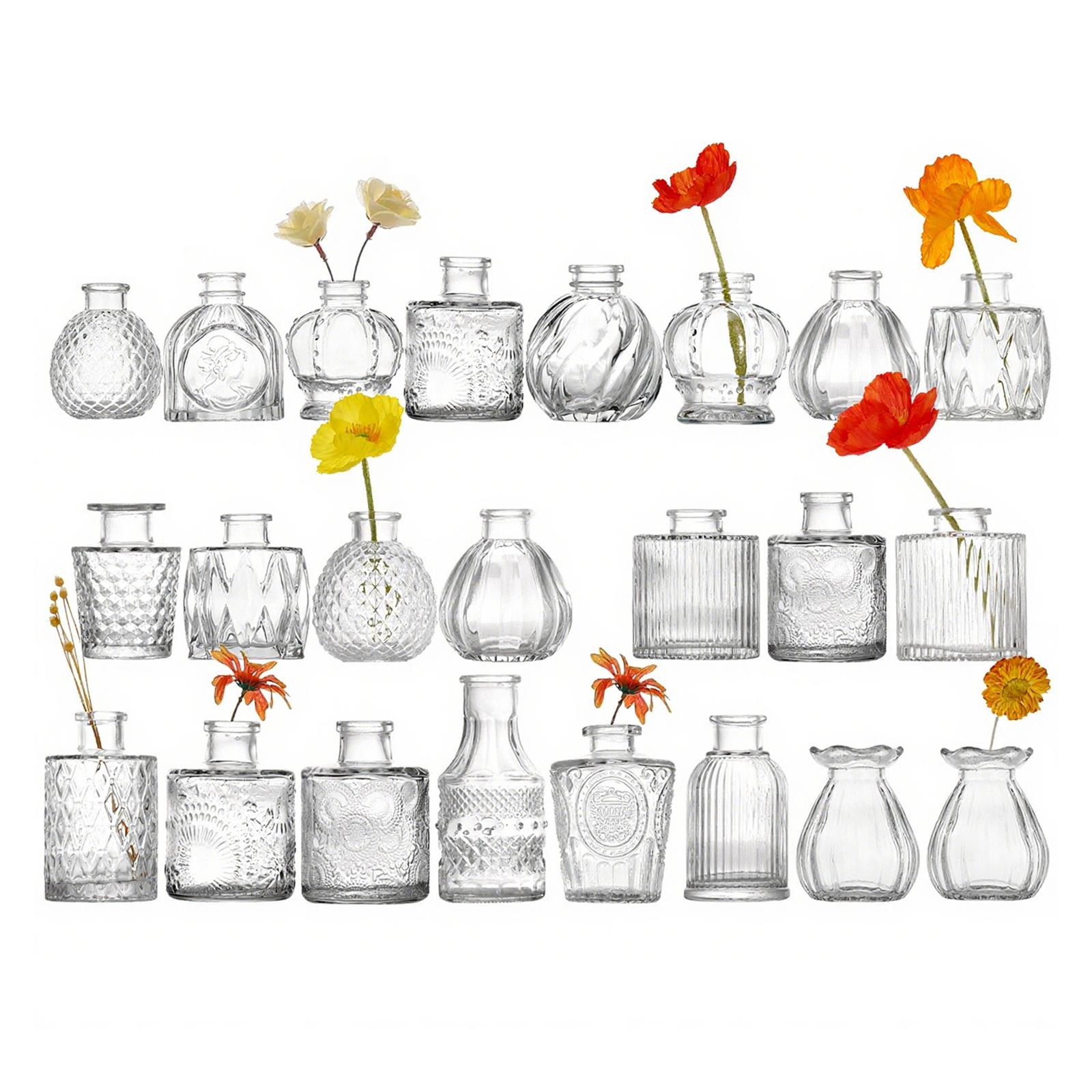 Glass Bud Vase Set Clear Decorative Vase Mini Glass Flower Vase for Home Wedding Table Decorations