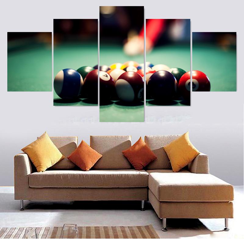 5 Panels Nordic Billiards Modern Canvas Painting Posters for Billiards Hall And Prints Wall Art Pictures Home Decor No Frame