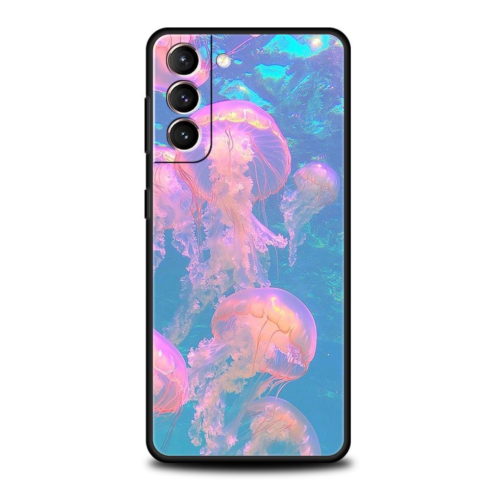 

Чехол для телефона Samsung Galaxy S25 Edge S24 S23 S22 S21 Ultra S20 FE 5G S10 S10E S9 Plus Мягкий ТПУ Чехол Розовый Медуза Океанический Galaxy S23 Ultra