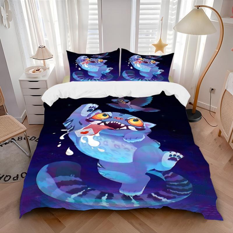3pcs Bedding Set K-Pop Demon Hunters Cat Includes 1 Comforter + 2 Pillowcases, Without Pillow Inserts, Soft Comfortable,a0910201
