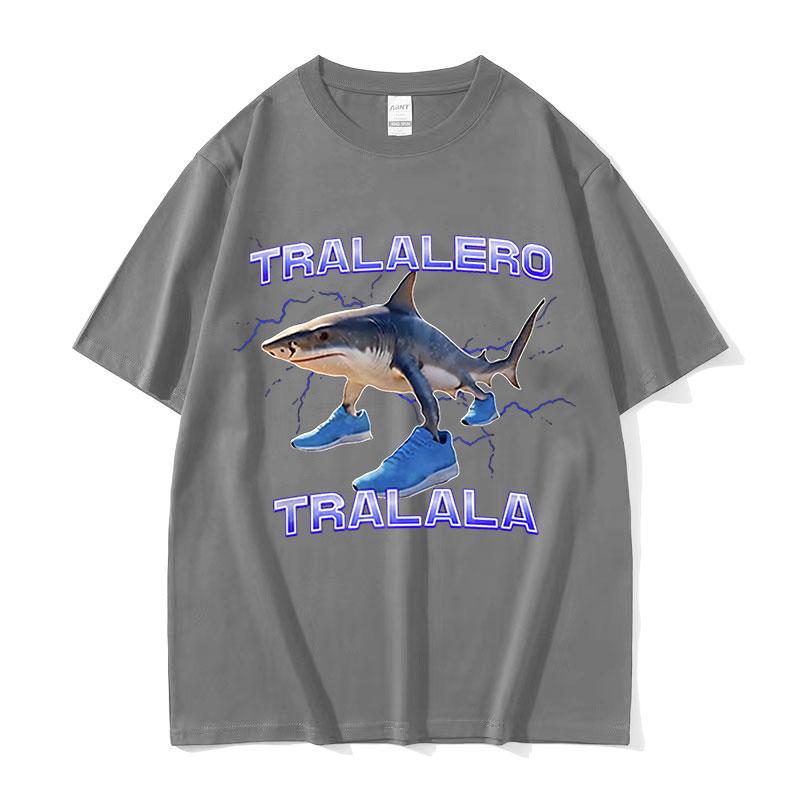 Funny Running Tralalero Tralala Shark Meme T Shirts Men Women Summer ONeck Fashion Retro Cotton Short Sleeve Tshirt Streetwear