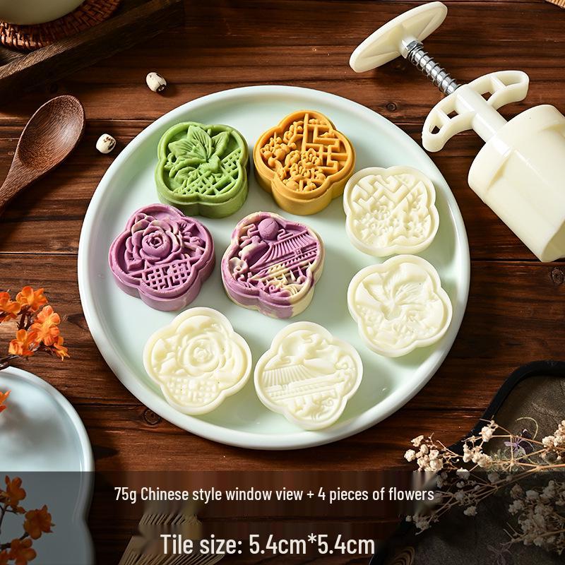 Mid-Autumn Mooncake Press - Flower Ice Skin Mold for Pastry & Mung Bean Cake