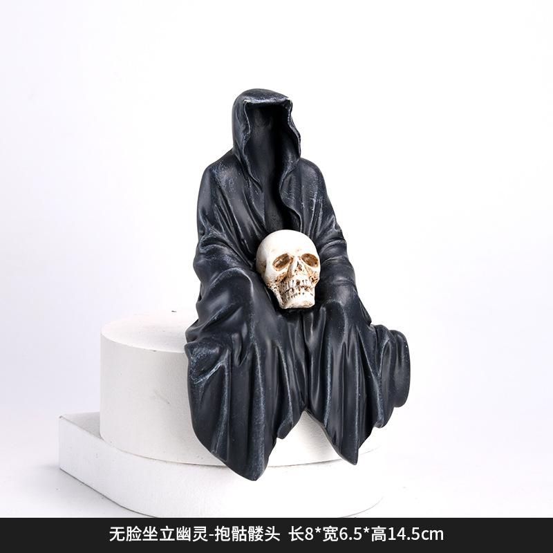 

Halloween black robe gothic ornament, black robe faceless ghost home desktop car resin small ornament