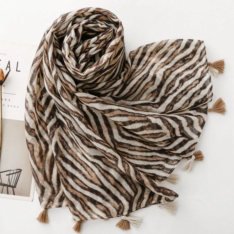 Autumn And Winter Bohème Zebra Print Scarf For Women Warm Comfortable Fashion Soft Fringe Shawl And Scarf 180*85Cm