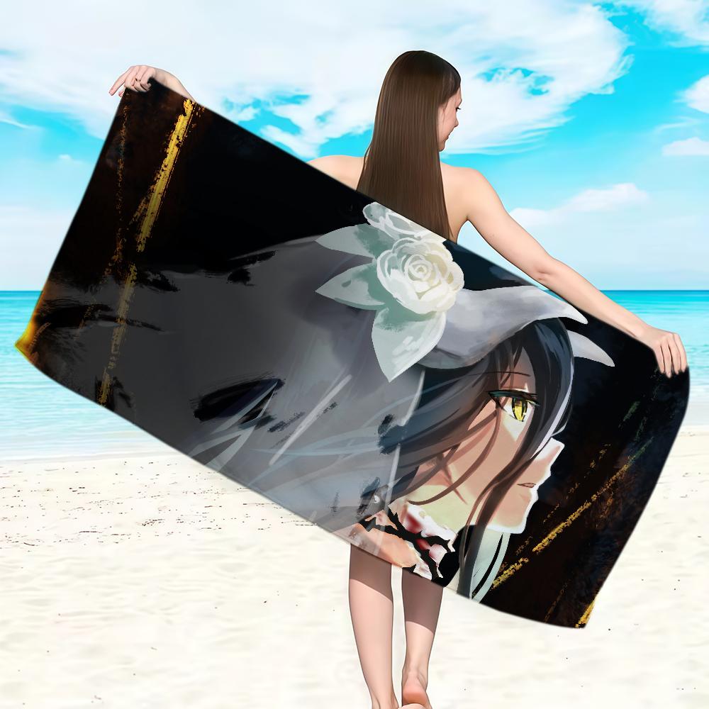 Anime O-Overlord albedo Towel Soft Lightweight Anti-Sand Large Beach Towel Quick-Drying Bath Sports Family