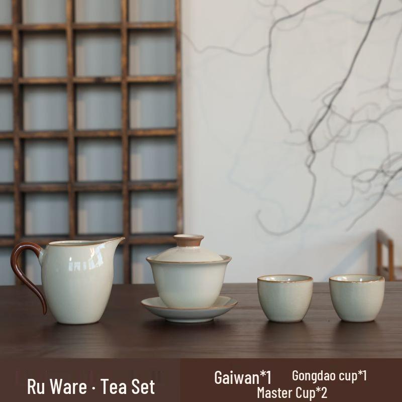 Chaxun Kiln Crackle Ceramic Gaiwan Teaware Set