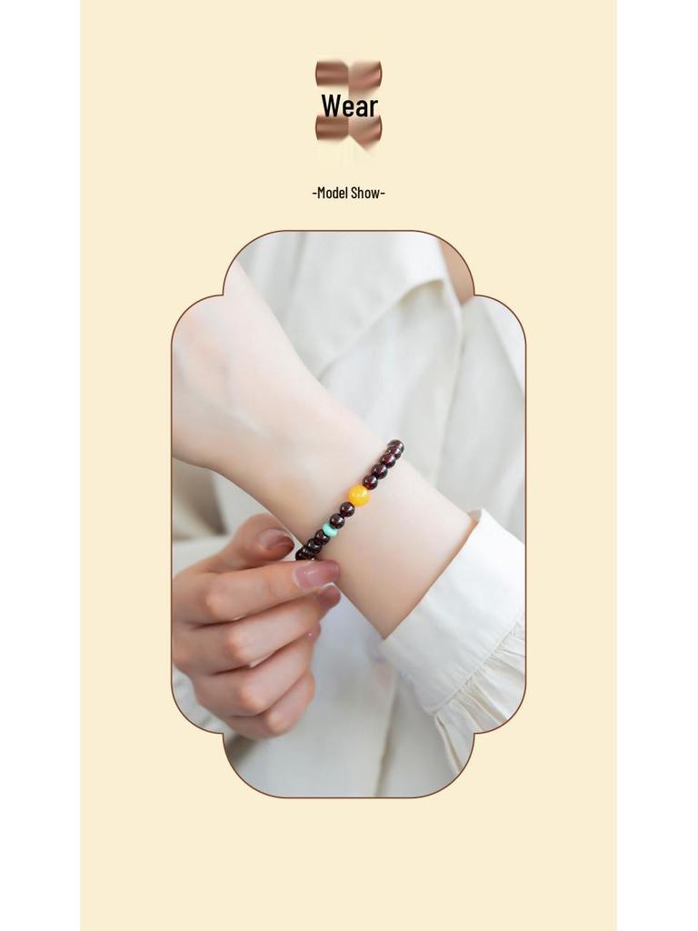 Women's Natural Garnet & Jade Bracelet - Wine Red Crystal Gemstone Beaded Jewelry Gift