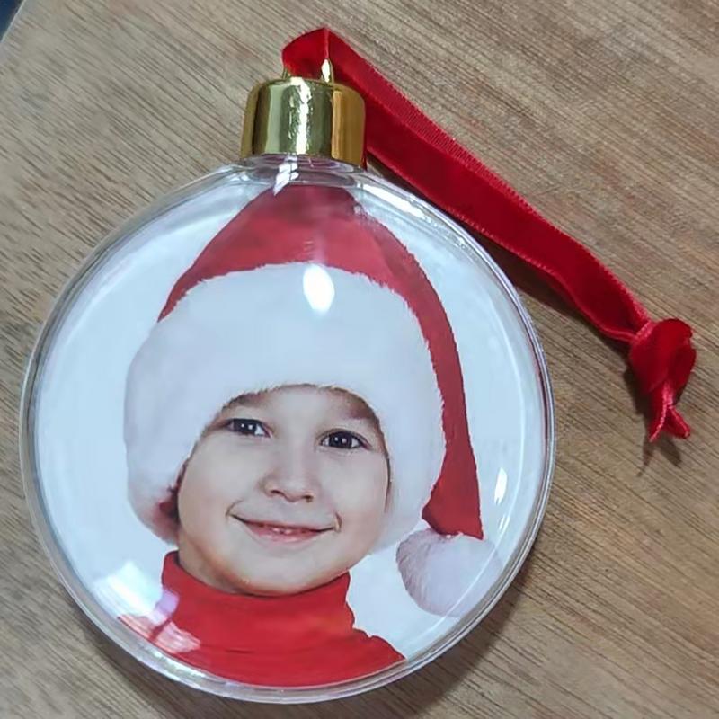 1pc Christmas Photo Insert Ball Transparent Photo Ball Clip Festive Personalize Gift DIY Christmas Tree Pendant Decorations