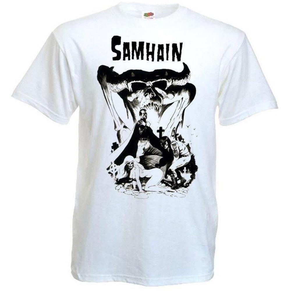 Белый винтажный постер Samhain V2, футболка унисекс с панк-группой ужасов S