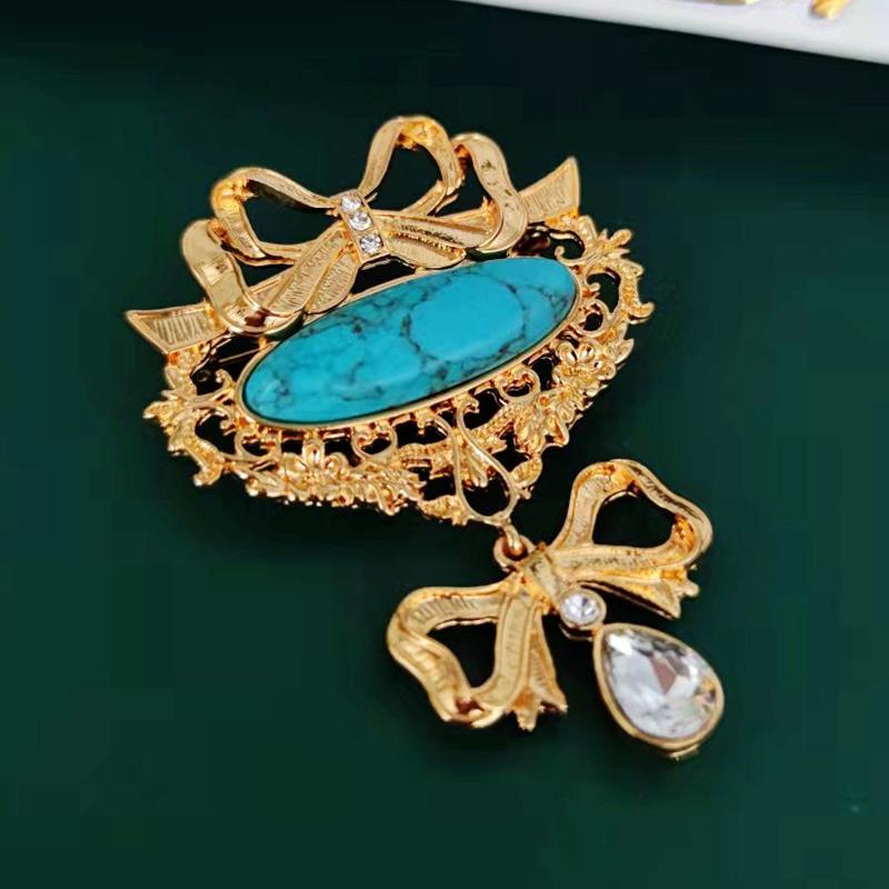 Роскошная винтажная брошь с синей бирюзой и черным камнем, аксессуары, брошь-булавка с бантом из страз