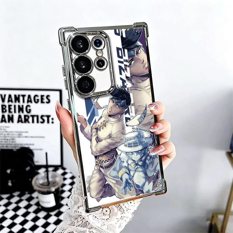 

JoJo Adventure Anime Desgin Soft Phone Case For Samsung Galaxy S26 Ultra S25 Edge S24 FE S23 Plus S22 S21 + S20 Plating Anti-Fal Samsung S24 Ultra