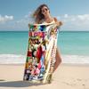 Classic Japanese element cartoon ONE PIECE Monkey D. Luffy beach towel outdoor camping vacation swimming beach towel outdoor absorbent bath towel Y6