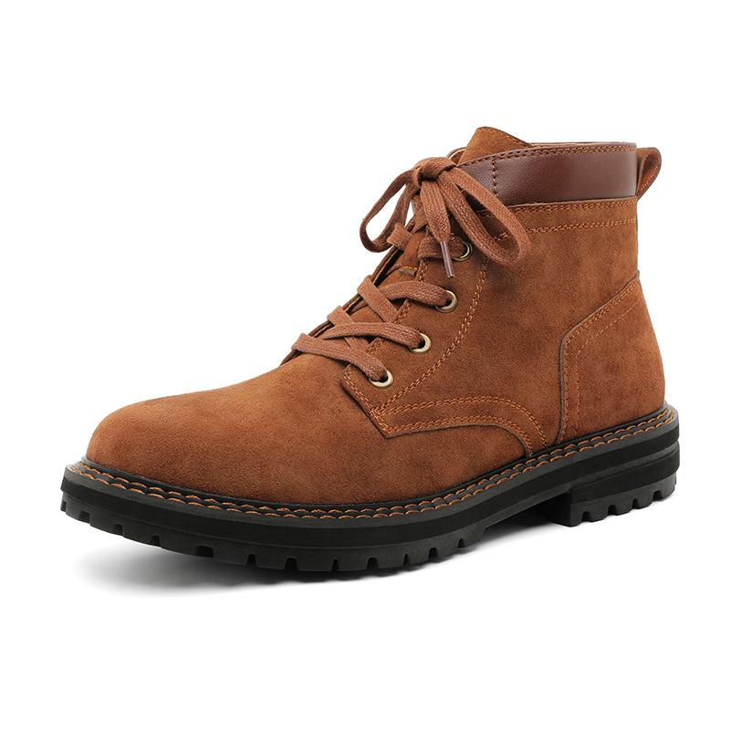 Fashion Four Seasons Men Suede Leather Boots Outdoor Casual Hiking Boots Fashion Thick Bottom Ankle Boots Anti-slip Man Motorcycle Botas