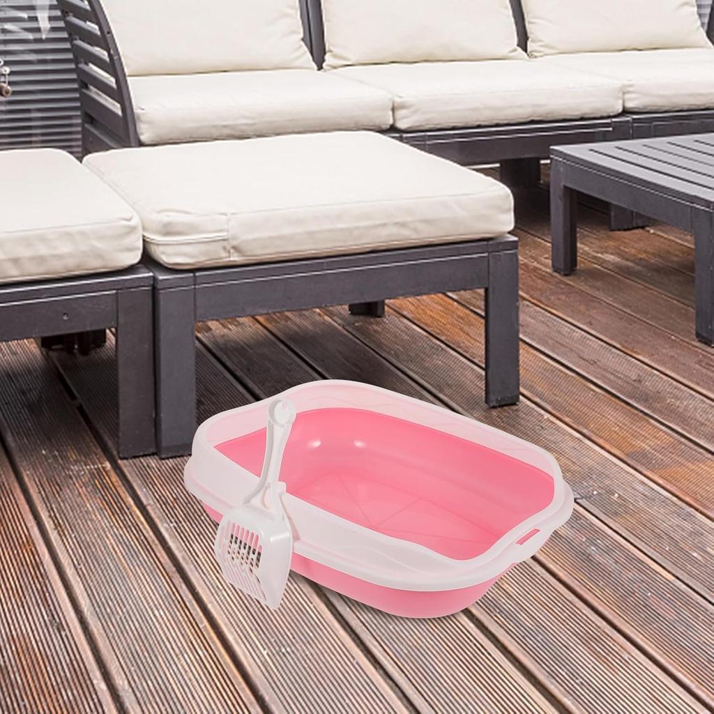 Mipcase 1 Set Cat Litter Box Pink Plastic Kitten