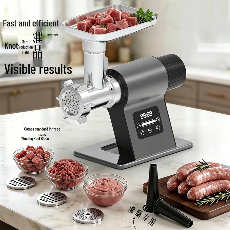 Automatic Sausage Stuffer & Electric Meat Grinder with Vegetable Cutter and Slicer